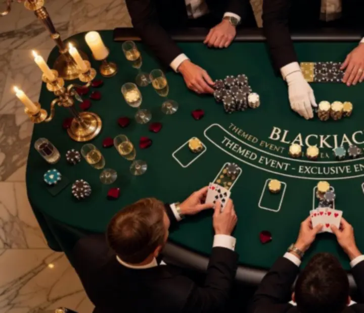 Widok z góry na stół Blackjack podczas eventu