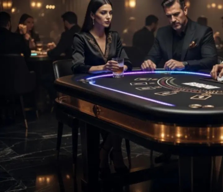 Klimatyczne oświetlenie i atmosfera podczas wieczoru Blackjack