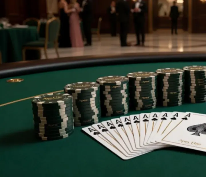 Stół pokerowy klasy premium z żetonami i nastrojowym oświetleniem