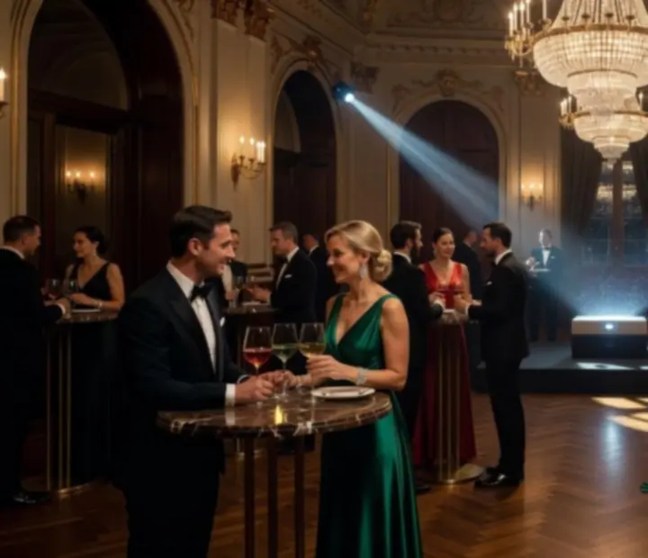Elegancki wieczór eventowy z uśmiechniętymi gośćmi